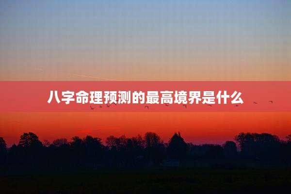 八字命理预测的最高境界是什么