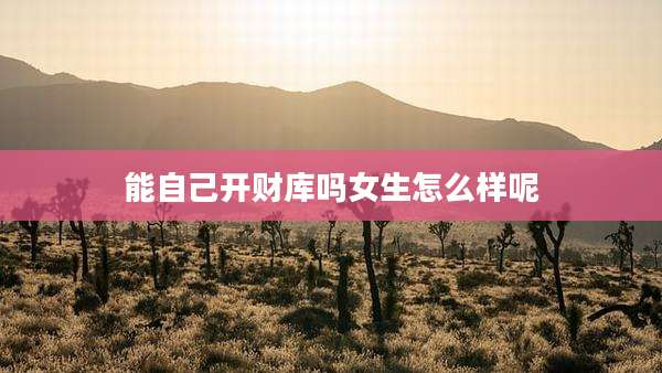 能自己开财库吗女生怎么样呢