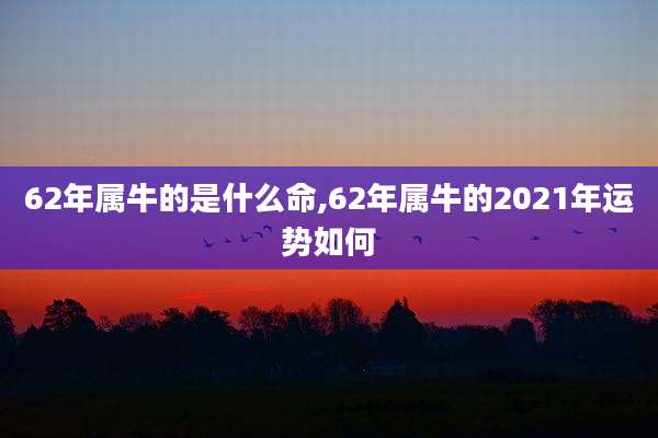 62年属牛的是什么命,62年属牛的2021年运势如何