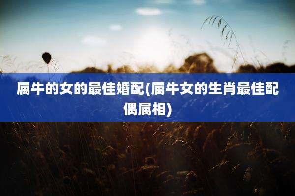 属牛的女的最佳婚配(属牛女的生肖最佳配偶属相)