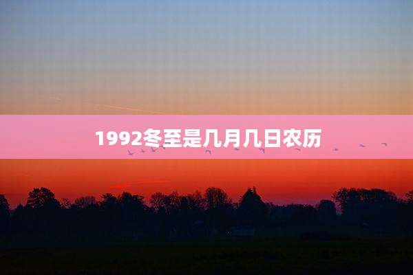 1992冬至是几月几日农历