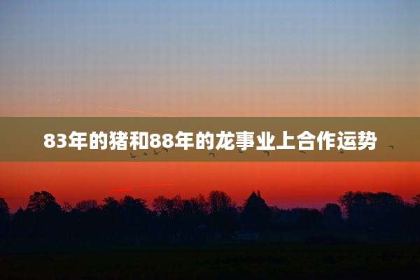 83年的猪和88年的龙事业上合作运势