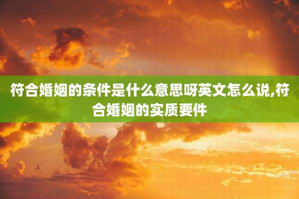 符合婚姻的条件是什么意思呀英文怎么说,符合婚姻的实质要件