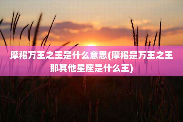 摩羯万王之王是什么意思(摩羯是万王之王那其他星座是什么王)