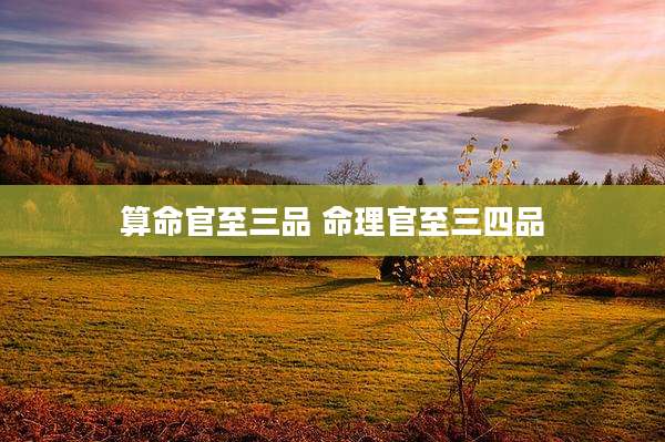 算命官至三品 命理官至三四品