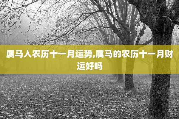 属马人农历十一月运势,属马的农历十一月财运好吗