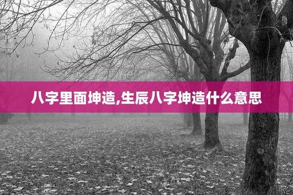 八字里面坤造,生辰八字坤造什么意思