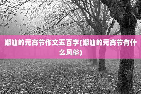 潮汕的元宵节作文五百字(潮汕的元宵节有什么风俗)
