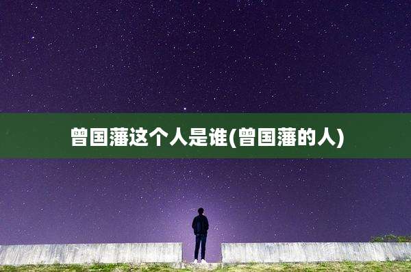 曾国藩这个人是谁(曾国藩的人)