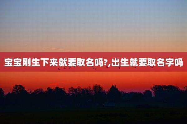 宝宝刚生下来就要取名吗?,出生就要取名字吗