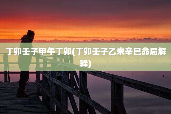 丁卯壬子甲午丁卯(丁卯壬子乙未辛巳命局解释)
