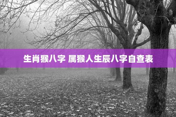 生肖猴八字 属猴人生辰八字自查表