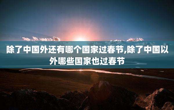 除了中国外还有哪个国家过春节,除了中国以外哪些国家也过春节