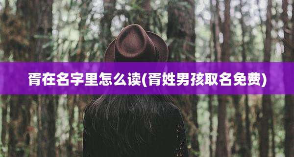胥在名字里怎么读(胥姓男孩取名免费)