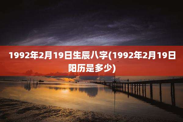 1992年2月19日生辰八字(1992年2月19日阳历是多少)
