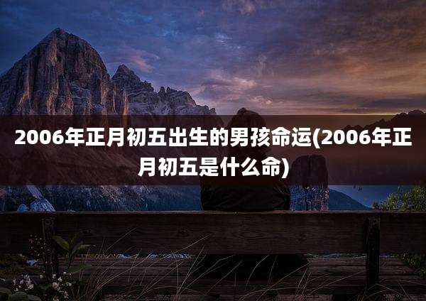 2006年正月初五出生的男孩命运(2006年正月初五是什么命)