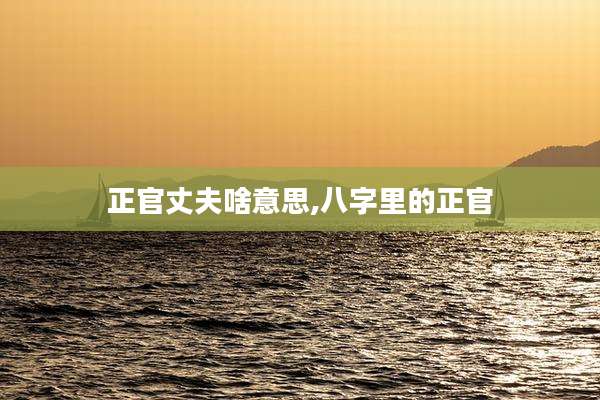 正官丈夫啥意思,八字里的正官