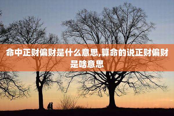 命中正财偏财是什么意思,算命的说正财偏财是啥意思