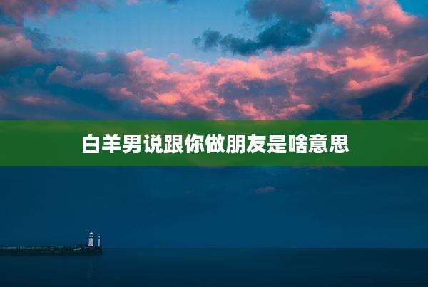白羊男说跟你做朋友是啥意思