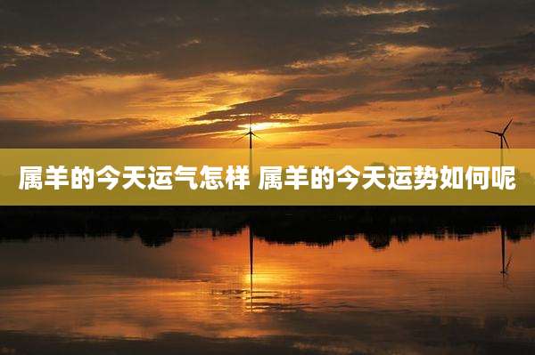 属羊的今天运气怎样 属羊的今天运势如何呢