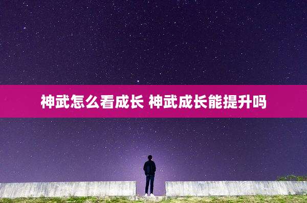 神武怎么看成长 神武成长能提升吗
