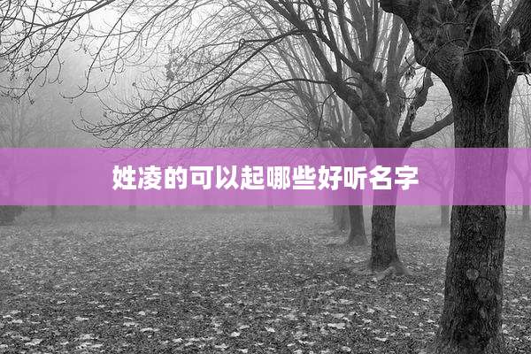 姓凌的可以起哪些好听名字