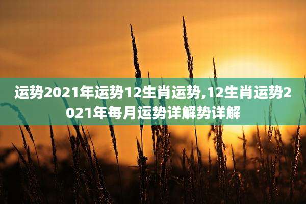 运势2021年运势12生肖运势,12生肖运势2021年每月运势详解势详解