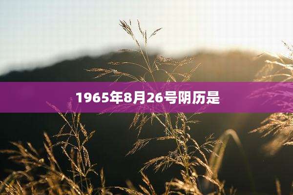 1965年8月26号阴历是