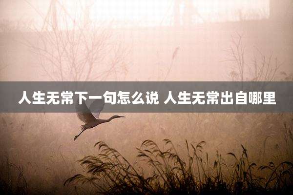 人生无常下一句怎么说 人生无常出自哪里