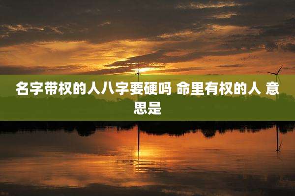名字带权的人八字要硬吗 命里有权的人 意思是