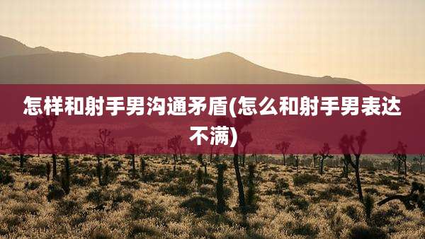 怎样和射手男沟通矛盾(怎么和射手男表达不满)