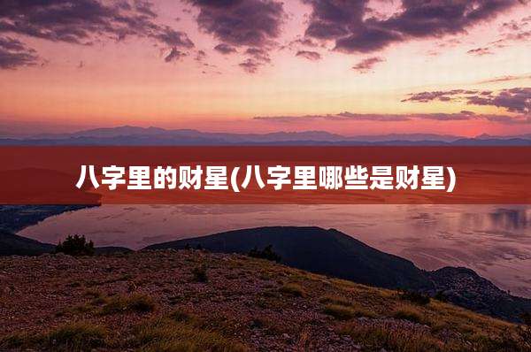 八字里的财星(八字里哪些是财星)