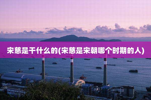 宋慈是干什么的(宋慈是宋朝哪个时期的人)
