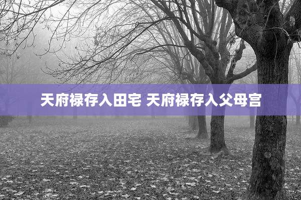 天府禄存入田宅 天府禄存入父母宫