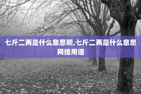 七斤二两是什么意思啊,七斤二两是什么意思网络用语