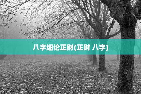 八字细论正财(正财 八字)