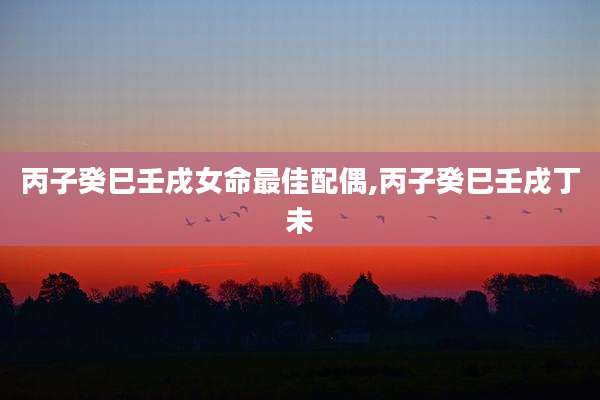 丙子癸巳壬戌女命最佳配偶,丙子癸巳壬戌丁未