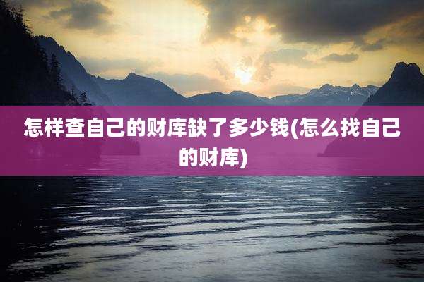 怎样查自己的财库缺了多少钱(怎么找自己的财库)