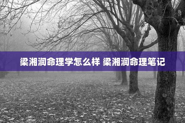 梁湘润命理学怎么样 梁湘润命理笔记