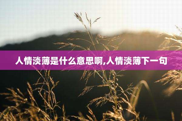 人情淡薄是什么意思啊,人情淡薄下一句