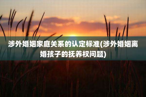 涉外婚姻家庭关系的认定标准(涉外婚姻离婚孩子的抚养权问题)