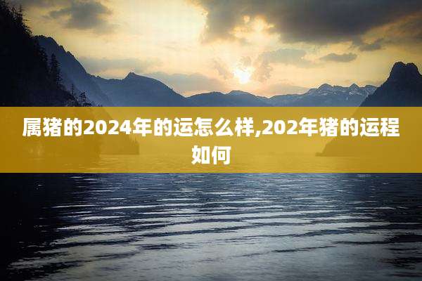 属猪的2024年的运怎么样,202年猪的运程如何