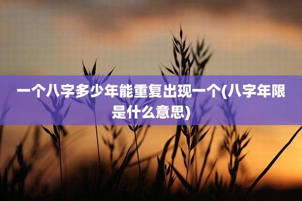 一个八字多少年能重复出现一个(八字年限是什么意思)