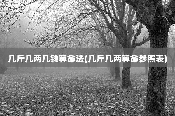 几斤几两几钱算命法(几斤几两算命参照表)