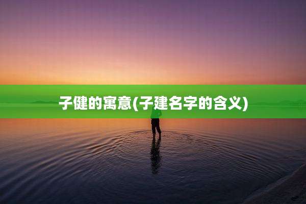 子健的寓意(子建名字的含义)