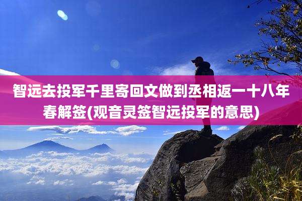智远去投军千里寄回文做到丞相返一十八年春解签(观音灵签智远投军的意思)