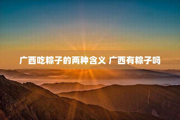 广西吃粽子的两种含义 广西有粽子吗