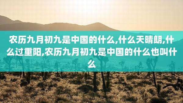 农历九月初九是中国的什么,什么天晴朗,什么过重阳,农历九月初九是中国的什么也叫什么