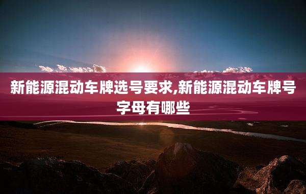 新能源混动车牌选号要求,新能源混动车牌号字母有哪些