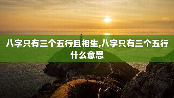 八字只有三个五行且相生,八字只有三个五行什么意思